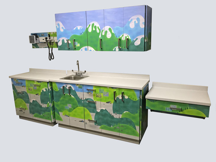 Cabinet - 5 Piece Set - Pediatric Country Scape (Green & Blue)