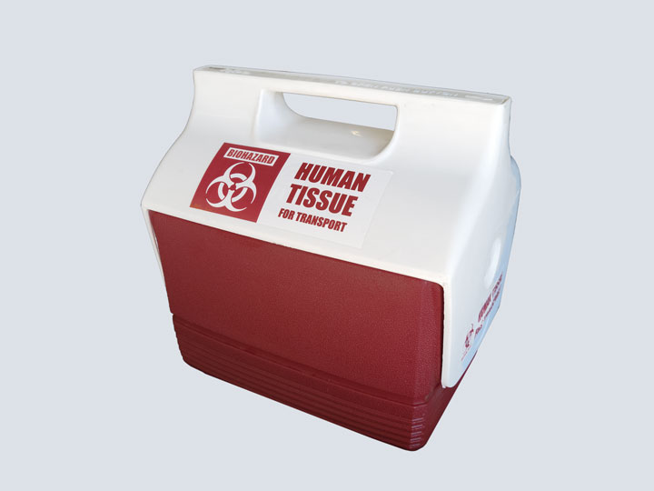 Transplant Cooler - Red & White (Human Tissue For Transport)